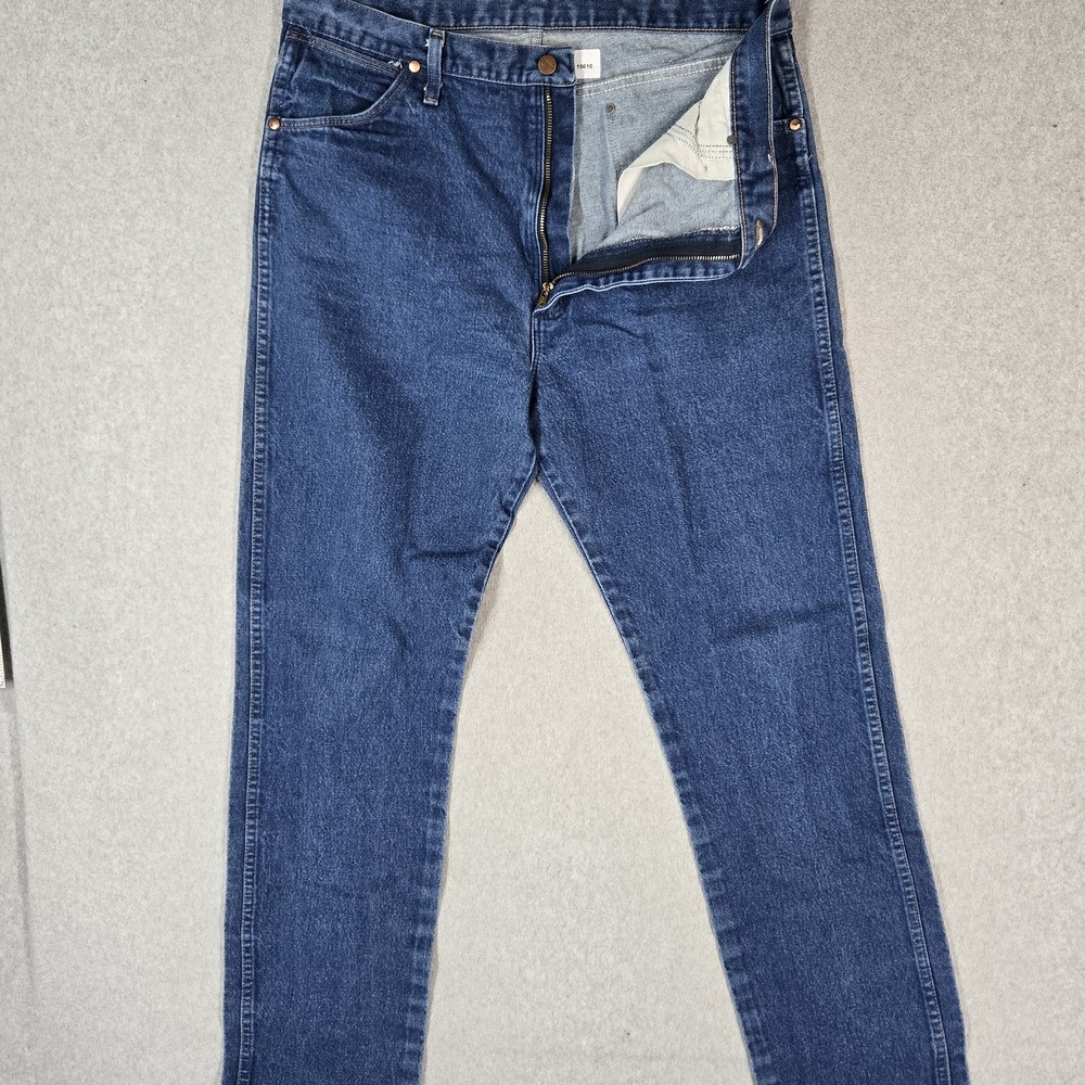 Wrangler Men Jeans 38x36 Blue Denim Cargo 13MWZ Cowboy Cut Original Fit 33.5"